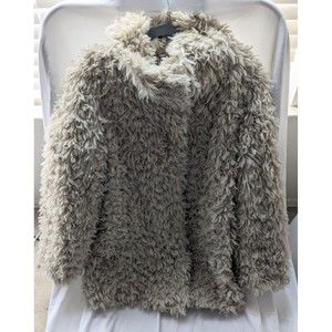 REZREKSHN BY ESTHER CHEN WHITE SHAGGY CURLY SHERPA FAUX FUR FURRY COAT SIZE XL